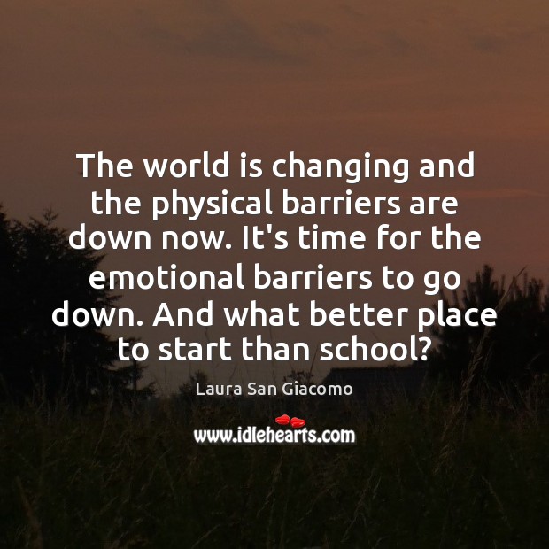 The world is changing and the physical barriers are down now. It’s Laura San Giacomo Picture Quote