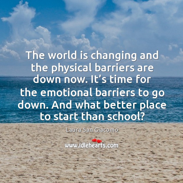 The world is changing and the physical barriers are down now. Laura San Giacomo Picture Quote