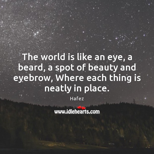 The world is like an eye, a beard, a spot of beauty Hafez Picture Quote