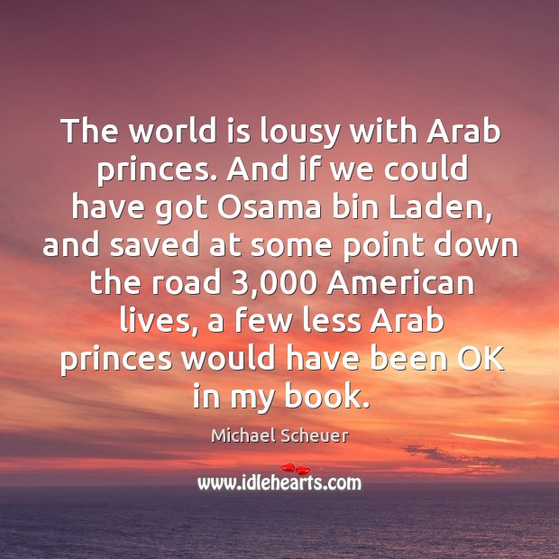 The world is lousy with arab princes. And if we could have got osama bin laden Image