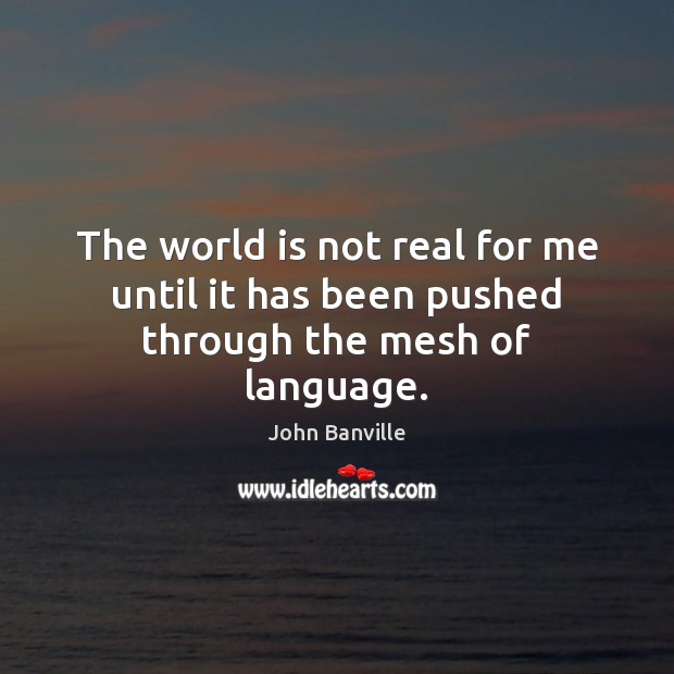 The world is not real for me until it has been pushed through the mesh of language. John Banville Picture Quote