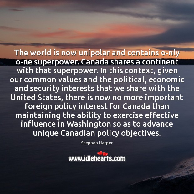 The world is now unipolar and contains o­nly o­ne superpower. Image