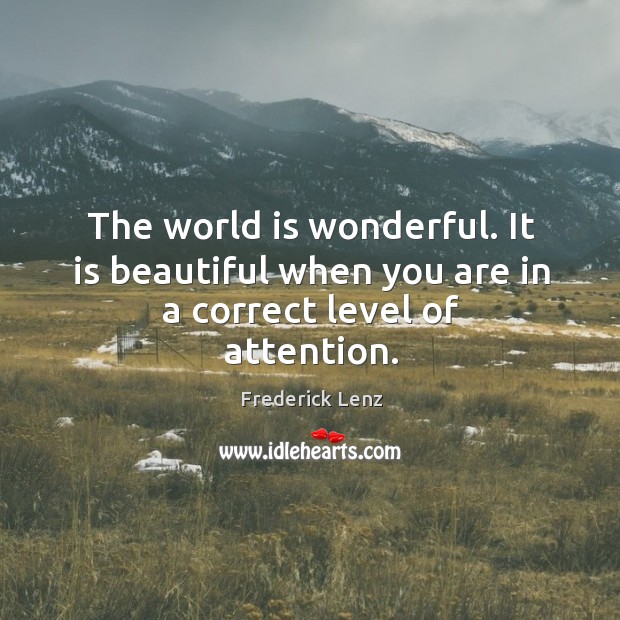 The world is wonderful. It is beautiful when you are in a correct level of attention. Image