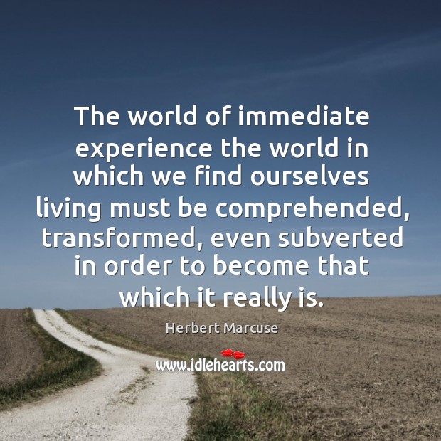 The world of immediate experience the world in which we find ourselves Herbert Marcuse Picture Quote