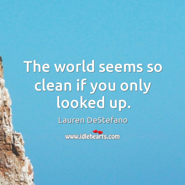 The world seems so clean if you only looked up. Lauren DeStefano Picture Quote