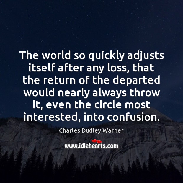 The world so quickly adjusts itself after any loss, that the return Charles Dudley Warner Picture Quote