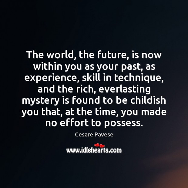 The world, the future, is now within you as your past, as Cesare Pavese Picture Quote