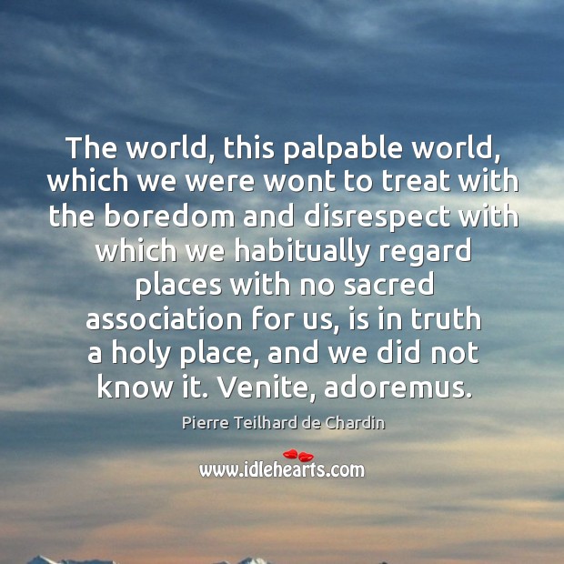 The world, this palpable world, which we were wont to treat with Pierre Teilhard de Chardin Picture Quote