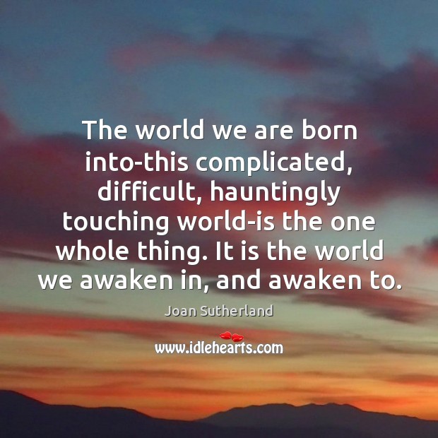 The world we are born into-this complicated, difficult, hauntingly touching world-is the Image