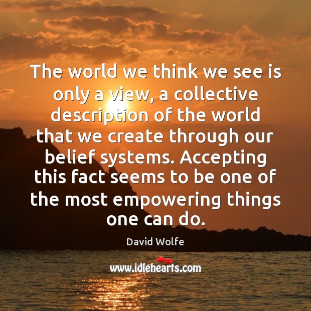 The world we think we see is only a view, a collective David Wolfe Picture Quote