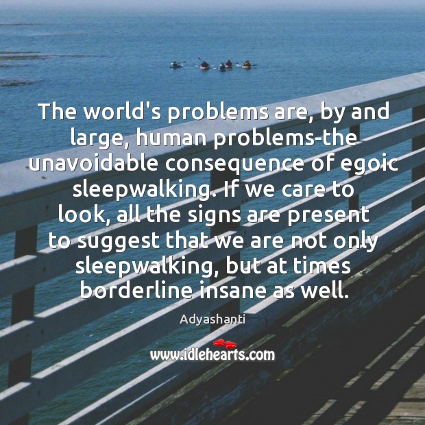 The world’s problems are, by and large, human problems-the unavoidable consequence of Adyashanti Picture Quote