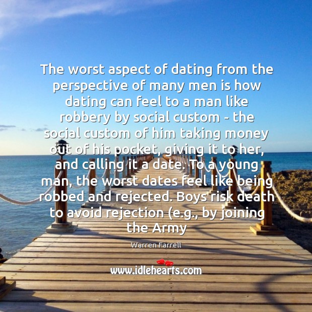 The worst aspect of dating from the perspective of many men is Warren Farrell Picture Quote