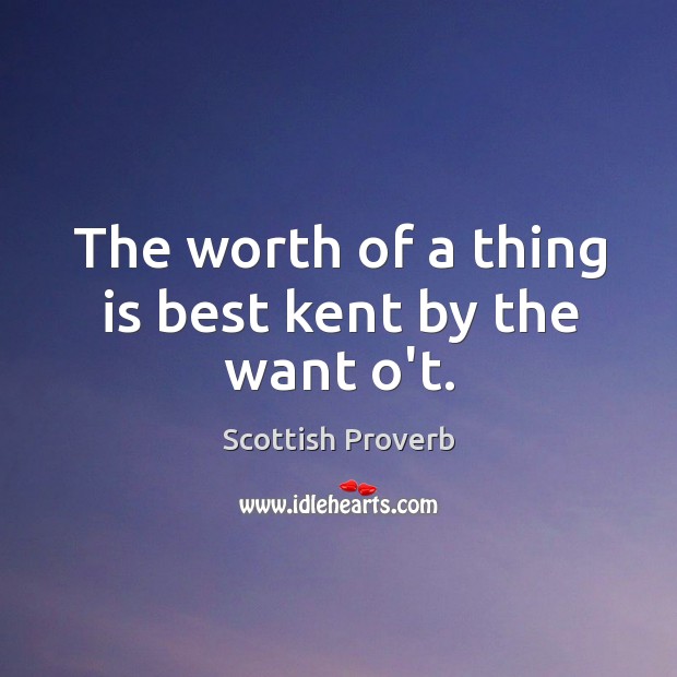 The worth of a thing is best kent by the want o’t. Image