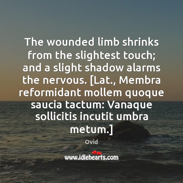 The wounded limb shrinks from the slightest touch; and a slight shadow Ovid Picture Quote
