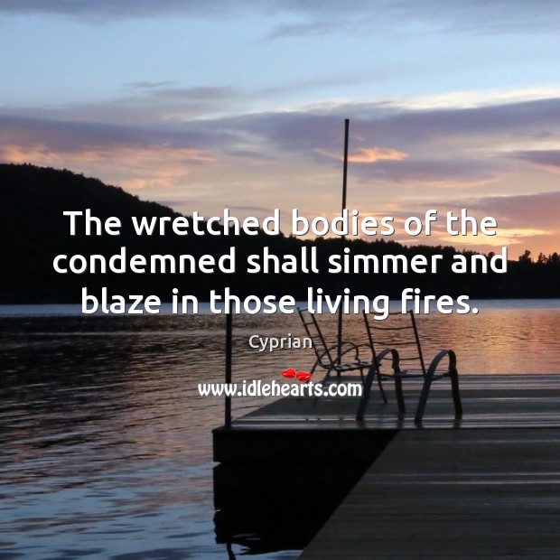 The wretched bodies of the condemned shall simmer and blaze in those living fires. Cyprian Picture Quote