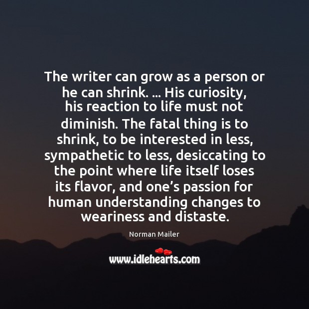 The writer can grow as a person or he can shrink. … His Image