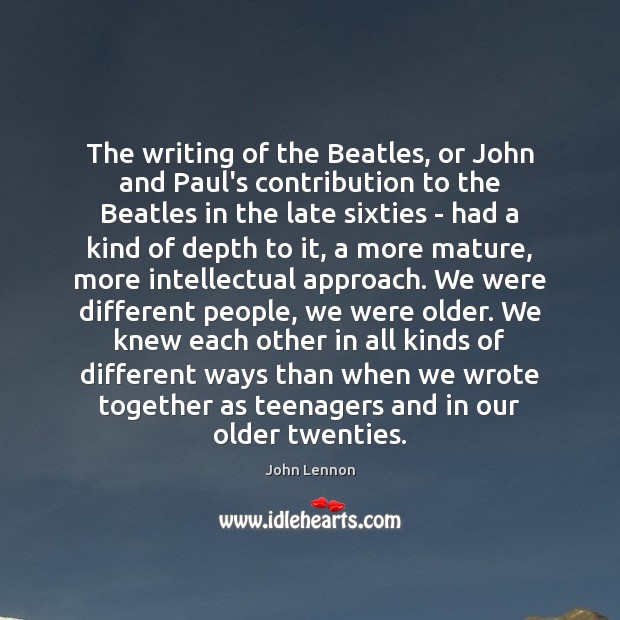 The writing of the Beatles, or John and Paul’s contribution to the Image
