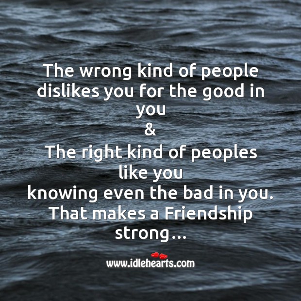 The wrong kind of people dislikes Friendship Messages Image