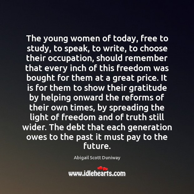 The young women of today, free to study, to speak, to write, Image