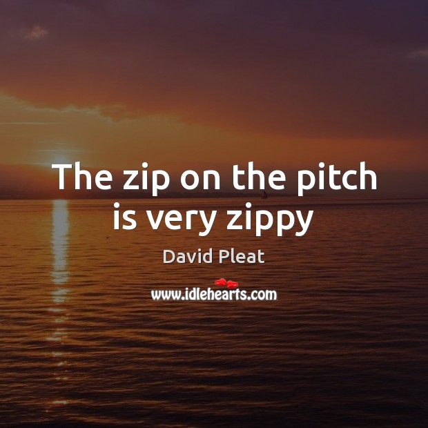 The zip on the pitch is very zippy David Pleat Picture Quote