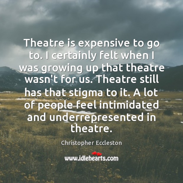 Theatre is expensive to go to. I certainly felt when I was 
