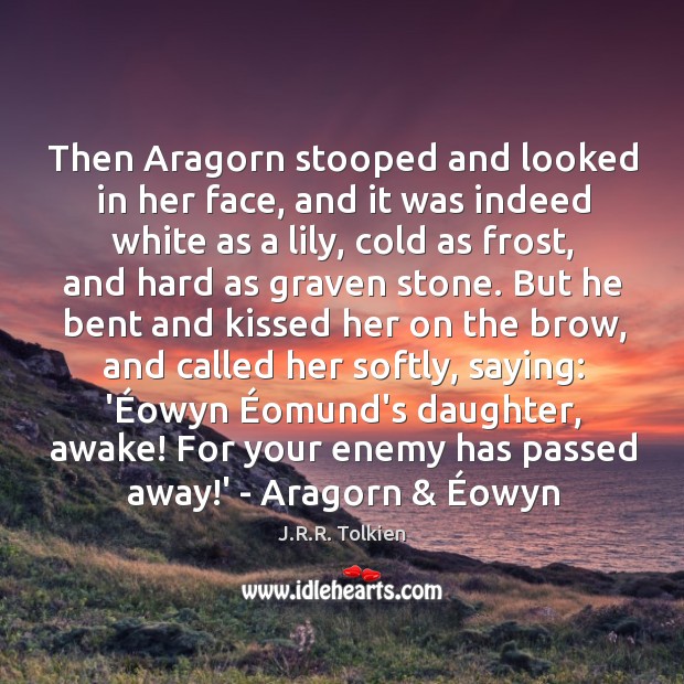 Then Aragorn stooped and looked in her face, and it was indeed Image