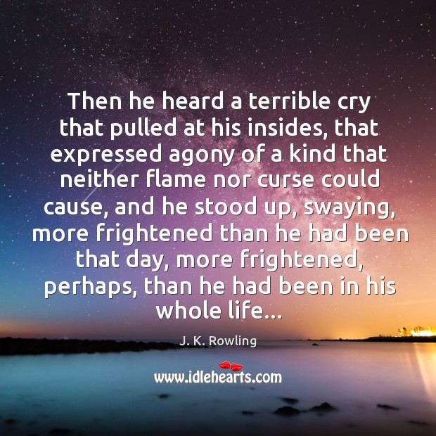 Then he heard a terrible cry that pulled at his insides, that J. K. Rowling Picture Quote