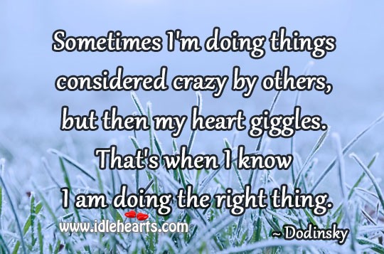 Sometimes i’m doing things considered crazy by others Image