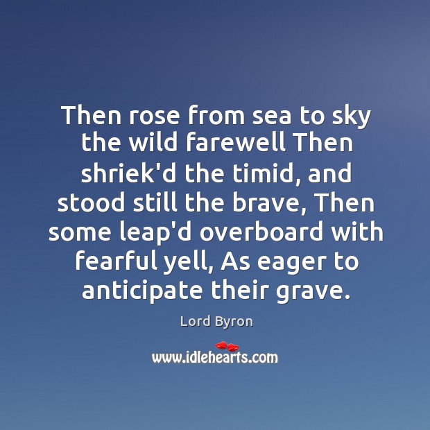 Then rose from sea to sky the wild farewell Then shriek’d the Lord Byron Picture Quote