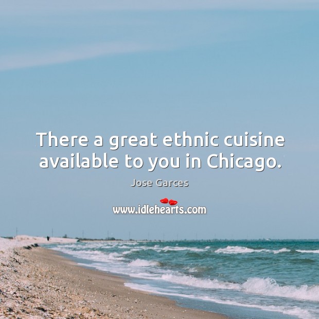 There a great ethnic cuisine available to you in Chicago. Jose Garces Picture Quote