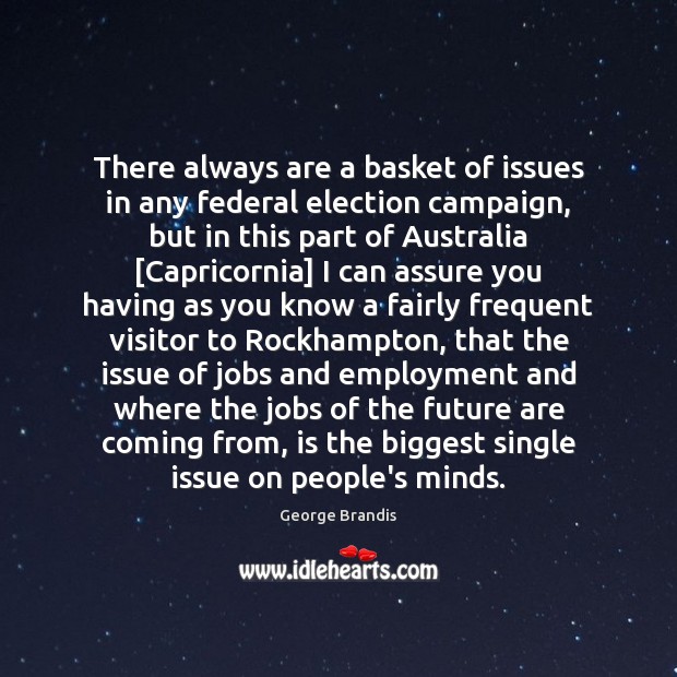 There always are a basket of issues in any federal election campaign, George Brandis Picture Quote