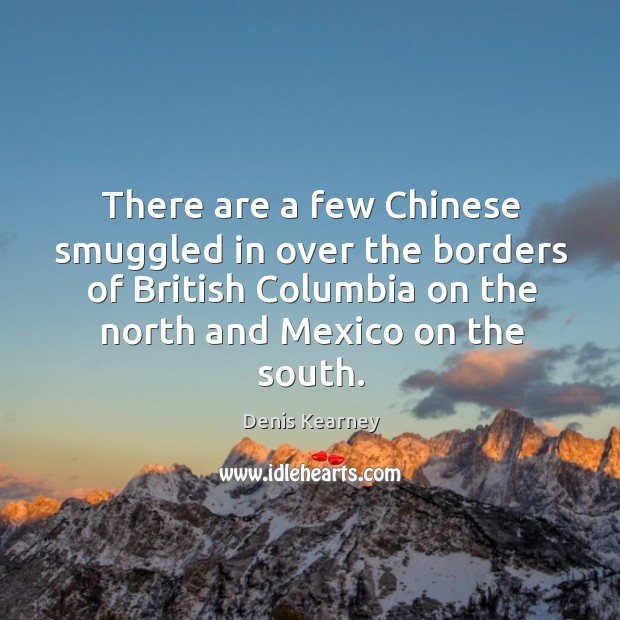 There are a few chinese smuggled in over the borders of british columbia on the north and mexico on the south. Denis Kearney Picture Quote