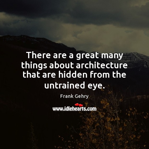 There are a great many things about architecture that are hidden from the untrained eye. Frank Gehry Picture Quote