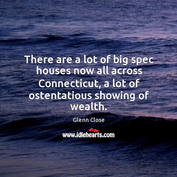 There are a lot of big spec houses now all across connecticut, a lot of ostentatious showing of wealth. Image