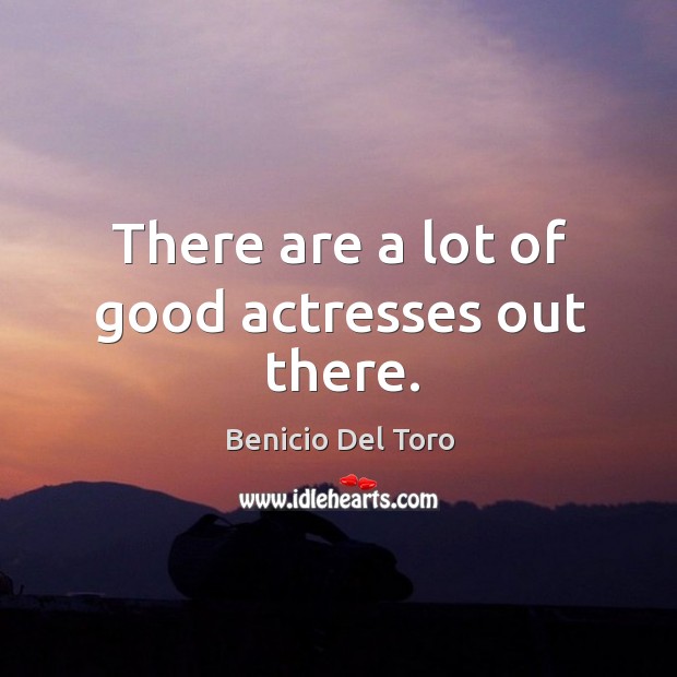 There are a lot of good actresses out there. Benicio Del Toro Picture Quote