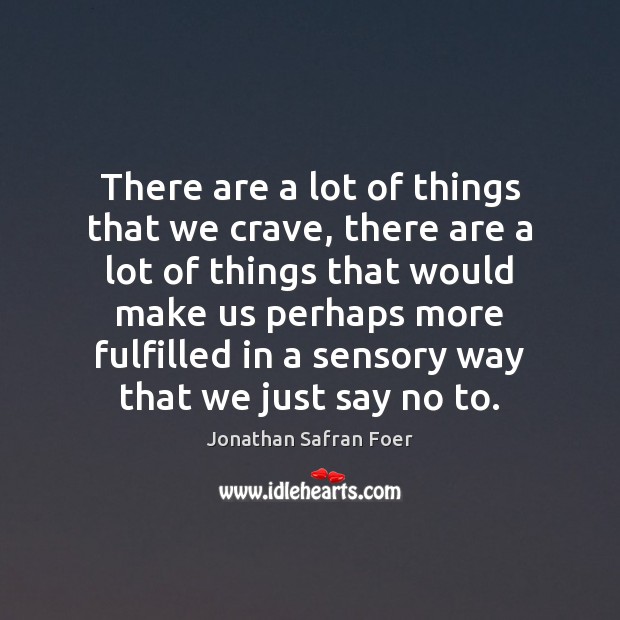 There are a lot of things that we crave, there are a Jonathan Safran Foer Picture Quote