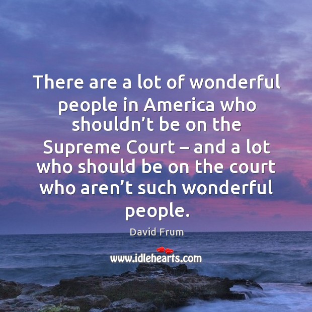 There are a lot of wonderful people in america who shouldn’t be on the supreme court David Frum Picture Quote