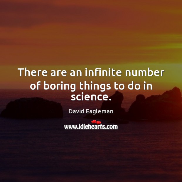 There are an infinite number of boring things to do in science. David Eagleman Picture Quote