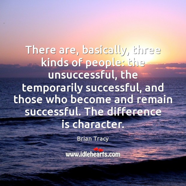 There are, basically, three kinds of people: the unsuccessful, the temporarily successful, Brian Tracy Picture Quote