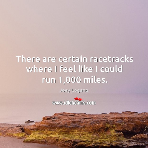 There are certain racetracks where I feel like I could run 1,000 miles. Joey Logano Picture Quote