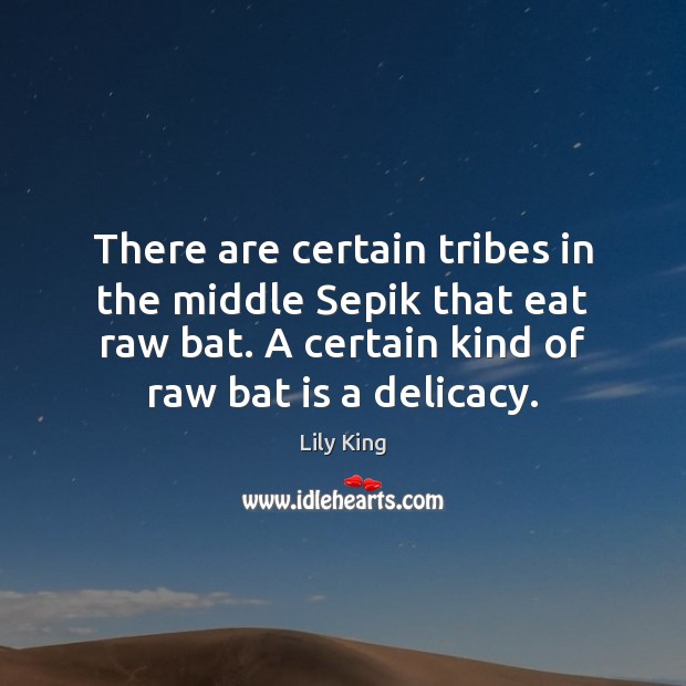 There are certain tribes in the middle Sepik that eat raw bat. Lily King Picture Quote