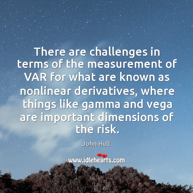 There are challenges in terms of the measurement of var for what are known as nonlinear derivatives John Hull Picture Quote