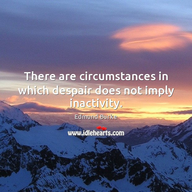 There are circumstances in which despair does not imply inactivity. Edmund Burke Picture Quote