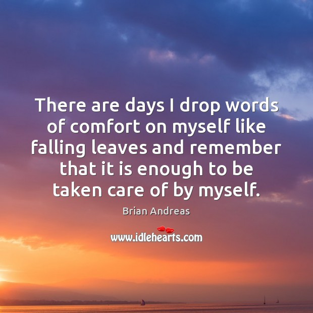 There are days I drop words of comfort on myself like falling Brian Andreas Picture Quote
