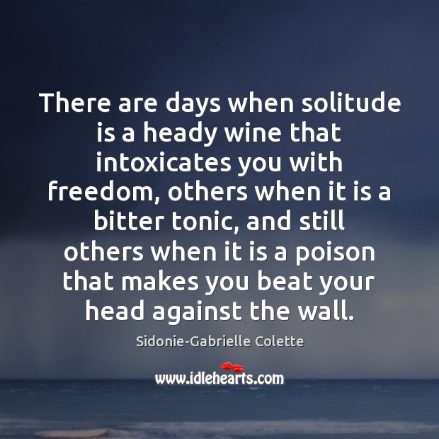 There are days when solitude is a heady wine that intoxicates you Image