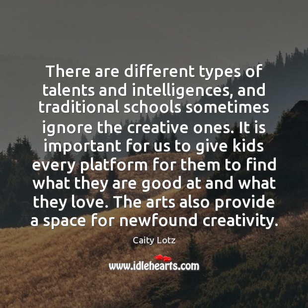 There are different types of talents and intelligences, and traditional schools sometimes Caity Lotz Picture Quote