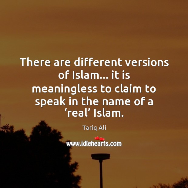 There are different versions of Islam… it is meaningless to claim to Tariq Ali Picture Quote