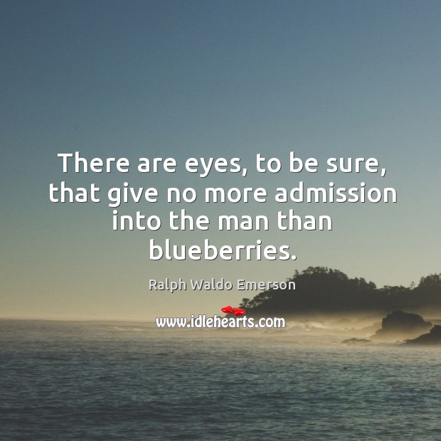 There are eyes, to be sure, that give no more admission into the man than blueberries. 