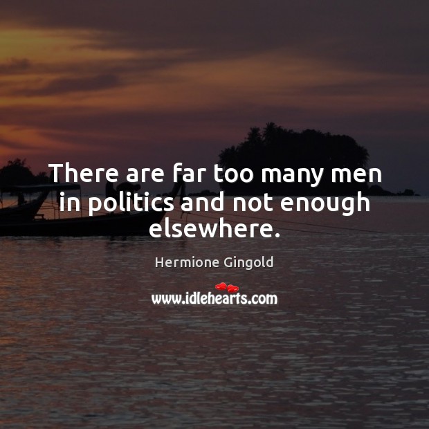 There are far too many men in politics and not enough elsewhere. Hermione Gingold Picture Quote