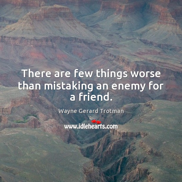 There are few things worse than mistaking an enemy for a friend. Wayne Gerard Trotman Picture Quote